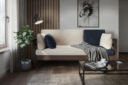 Диван Арско Домино трехместный сине-бежевый