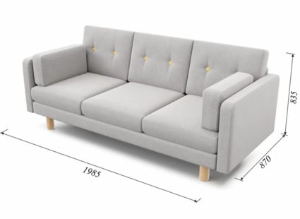 Диван Арско Ингвар Б трехместный светло-серый